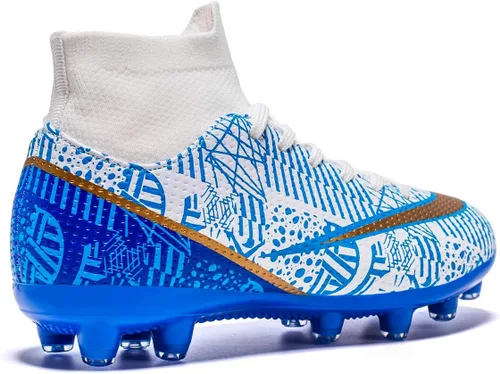 Vista 4 de Favdeol Tacos de fútbol para niños y niñas, zapatos de fútbol para entrenamiento de alta calidad, zapatos de fútbol para exteriores e interiores