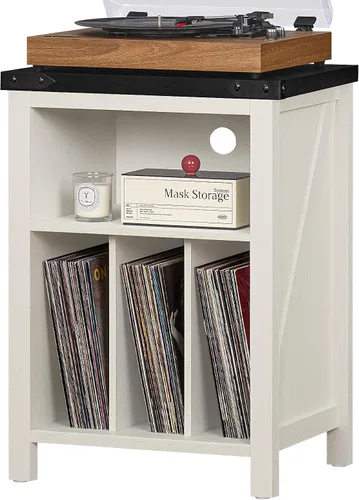 Vista 9 de Joaxswe - Soporte para tocadiscos con almacenamiento para discos de vinilo, mesa para tocadiscos color negro que sostiene hasta 160 álbumes