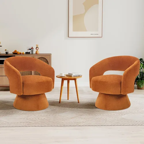 Vista 12 de Bonzy Home Silla Giratoria de Barril, Sillón de Acento de Terciopelo Silla Club Giratoria de 360 Grados para Sala de Estar Dormitorio Sala de Beige