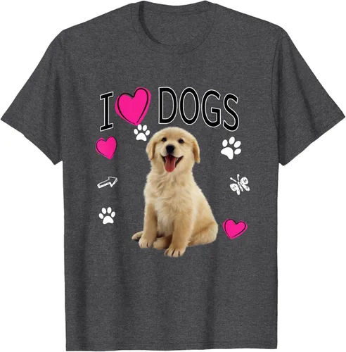 Vista 27 de Camiseta I Love Dogs - Camiseta Golden Labrador retriever, Azul Negro