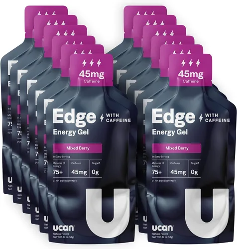 Vista 11 de UCAN Edge Energy Gel Shots, chocolate (12 paquetes de 2 onzas) para correr, entrenamiento, ejercicios, fitness, ciclismo, crossfit Sin azúcar