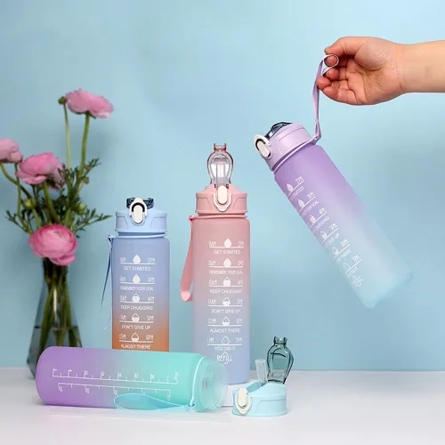 Vista 4 de Botella de agua deportiva de 22 onzas con popote, botellas de agua a prueba de fugas para hombres y mujeres, bebida para deportes, gimnasio al aire