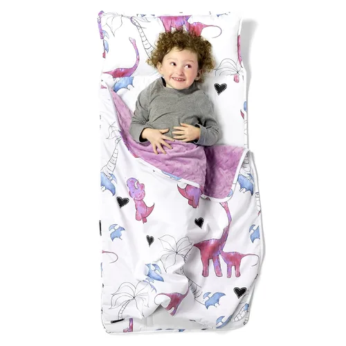 Vista 14 de JumpOff Jo - Colchoneta para siesta para niños, saco de dormir para niños con almohada extraíble y manta ultra suave para preescolar, guardería