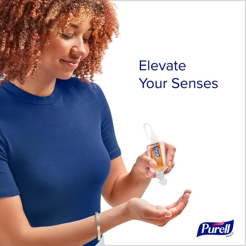 Vista 2 de Purell, desinfectante para manos con aceites esenciales de infusión en botella portátil, 1 onza. Botellas tamaño de viaje (paquete x 9 unidades)