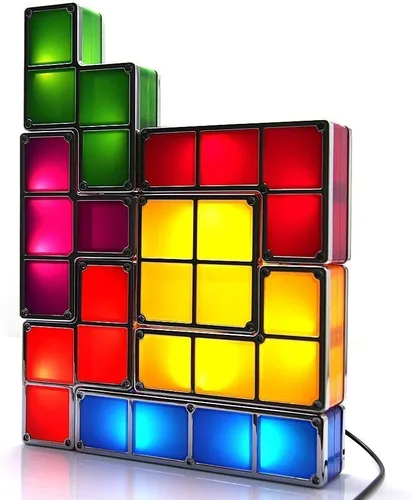 Vista 2 de Lámpara LED apilable Tetris de plástico con luz entrelazada