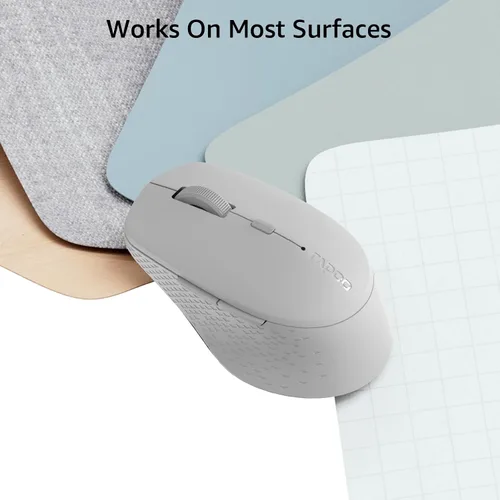 Vista 6 de Rapoo M300G - Mouse inalámbrico silencioso, mouse Bluetooth para portátil, 2.4 GHz con receptor USB, seguimiento óptico de 2400 DPI ajustable