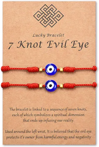 Vista 19 de Pulsera de 7 nudos contra el mal de ojo para mujeres, hombres y bebés, cuerda roja negra rosa, protección contra el mal de ojo, buena suerte, regalo