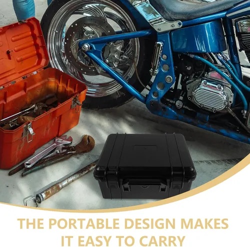 Vista 7 de Caja de herramientas de plástico con cerradura, portátil, multifuncional, para viajes, uso al aire libre, diseño compacto y resistente con cierre