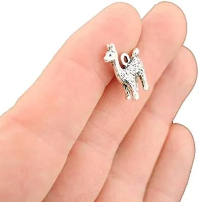 Vista 3 de Bohemian Findings 4 encantos de llama de alpaca en tono plateado antiguo 3D de dos caras - SC6970, Metal Zinc, No es una piedra preciosa