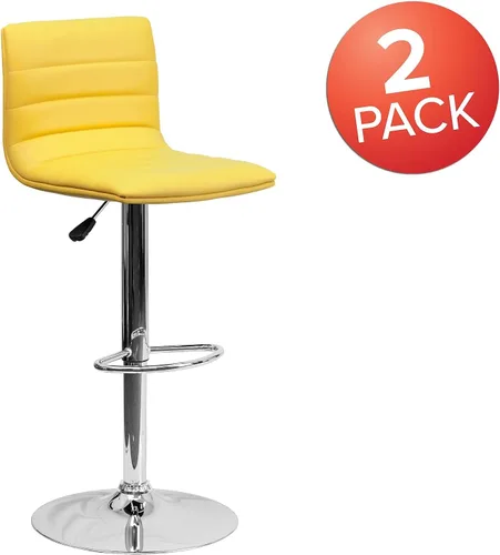 Vista 47 de Flash Funiture silla de bar ajustable con base cromada, Vinilo, Gris