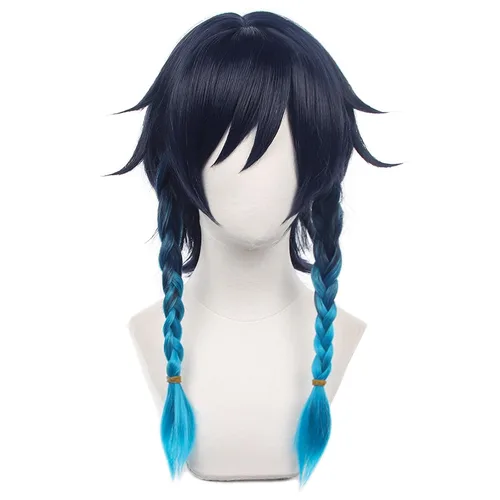 Vista 18 de Genshin Impact Columbina peluca de cosplay con gorra de peluca, longitud aproximada de 43.3 pulgadas