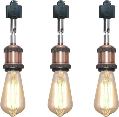 Vista 21 de Paquete de 1 unidad de diseño retro E26/E27 con base de título ajustable, ángulo de título rotado, sistema H, mini iluminación de cabeza de pista