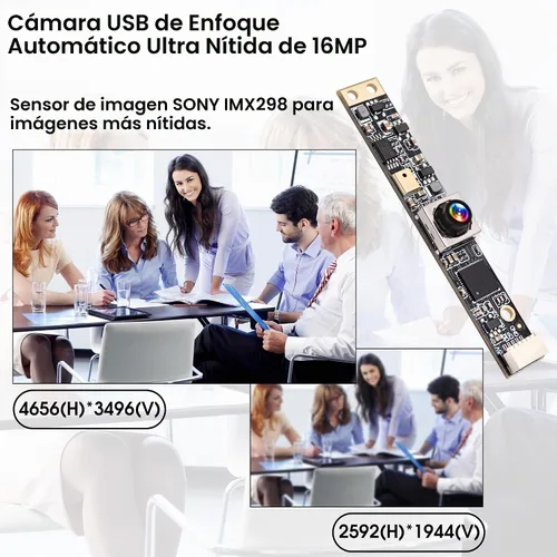 Vista 3 de ELP Cámara USB de enfoque automático de 16 MP con micrófono para computadora Mini UVC USB2.0 Lightburn Cámara Micro USB Seguridad PC Módulo de Lente