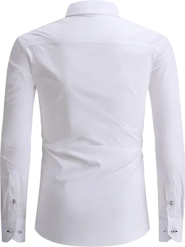 Vista 2 de SAMERM Camisa de vestir para hombre, ajuste regular, manga larga, con botones, para hombre (S-2XL)