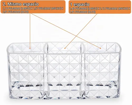 Vista 3 de MOSIKER Soporte para brochas de maquillaje para tocador, acrílico transparente, pequeño, compacto, delineador de labios, delineador de labios