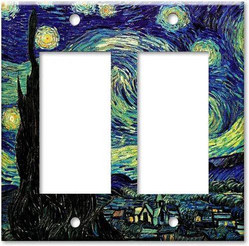 Vista 8 de Art Plates - Van Gogh: Placa decorativa de pared de metal de noche estrellada - Combo de doble banda - Decora - Palanca - (fabricado en EE. UU.)