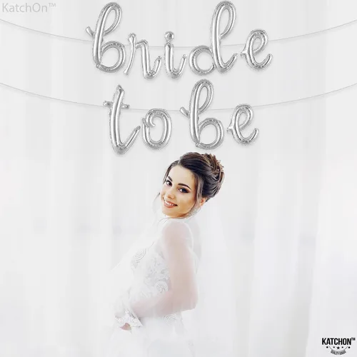 Vista 8 de KatchOn, Globos plateados con texto en inglés "Bride To Be", 16 pulgadas, letrero de novia para decoraciones de despedida de soltera, globos