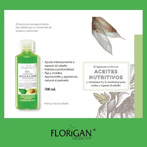 Vista 4 de Florigan Gel Hidratante Cabello Aguacate 16.9 fl oz.