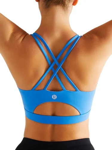 Vista 170 de Brasieres deportivos para mujer, con relleno, tipo camiseta sin mangas, sexis, con espalda cruzada, de alto impacto, largos, ideales para practicar