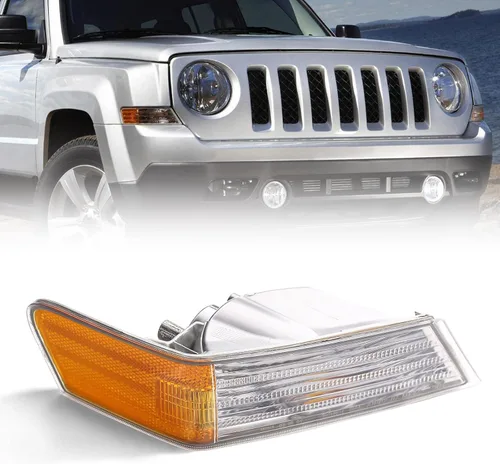 Vista 7 de FIONE Cubierta de lámpara de luz intermitente frontal Compatible con Jeep Patriot 2007 2008 2009 2010 2011 2013 2014 2015 2016 2017 Luz de esquina