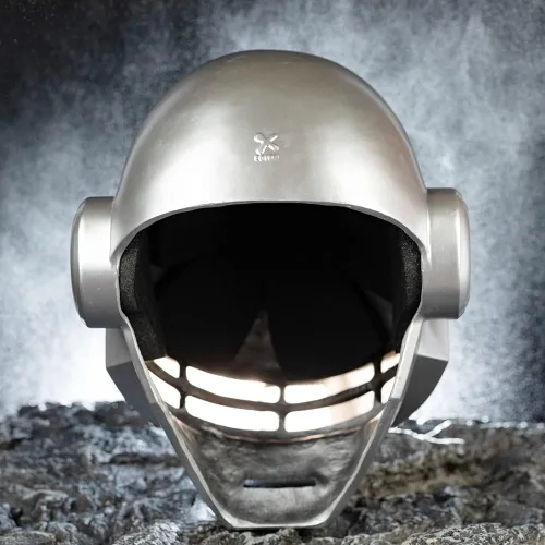 Vista 4 de Casco punk para cosplay de resina para adultos, máscara plateada, estilo punk, disfraz de Halloween