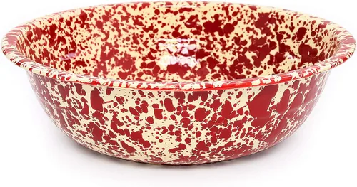 Vista 4 de Enamelware Cuenca pequeña, 4 cuartos de galón, Negro/Blanco Splatter (individual)