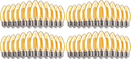 Vista 22 de FLSNT Bombillas LED de Araña Equivalentes a 40W, Bombillas LED Ámbar Regulables B11 E26 Base de Candelabro, 2200K Blanco Cálido, 330LM, Paquete de 6