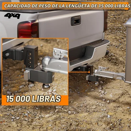 Vista 4 de VNN Enganche de caída ajustable - caída de 6 pulgadas, receptor de 2 pulgadas, 3 montajes de bola sólida intercambiables de 1-7/8", 2", 2-5/16