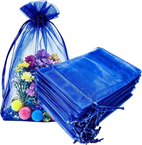Vista 43 de Paquetes de 50 bolsas de organza de regalo de 4 x 6 pulgadas, cordón negro a granel para baby shower, Navidad, cumpleaños de profesores, recuerdos