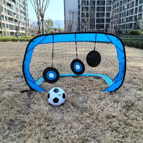 Vista 5 de Porterías de fútbol para patio trasero, red de fútbol portátil desplegable con bolsa de transporte y 4 modos de portería, equipo de entrenamiento
