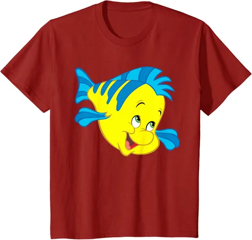 Vista 50 de Disney Camiseta de disfraz de cara grande de la Sirenita Flounder Sidekick