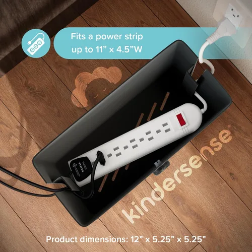 Vista 6 de KinderSense® Caja de organización de cables – Organizador de cables con cerradura a prueba de niños – Ocultador de cables para ocultar cables, tiras