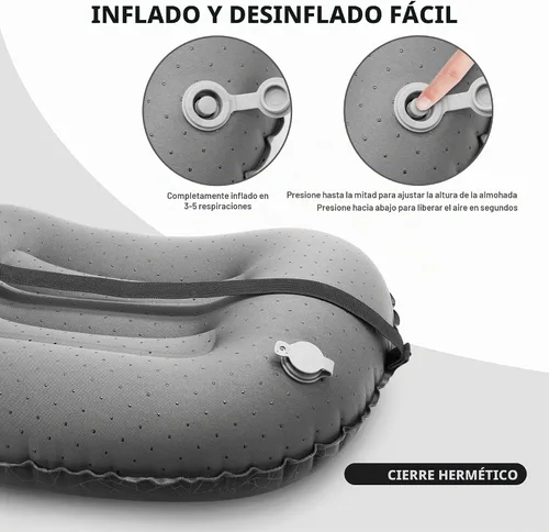 Vista 4 de Almohada inflable para acampar, almohada de aire inflable de viaje, soporte lumbar para el cuello, almohada compacta ultraligera para senderismo al