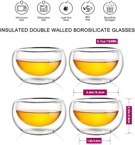 Vista 7 de CnGlass Tetera de vidrio de 20.3 oz y tazas de té de vidrio de 5.1 oz (paquete de 4)