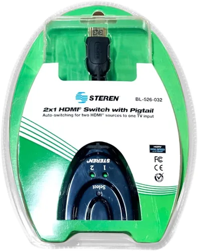 Vista 8 de Steren Conmutador HDMI de 2 puertos (2 en 1 salida) Selector HDMI Plug-and-Play - Divisor de interruptor HDMI 2.0 de 4K a 60Hz con cable HDMI largo