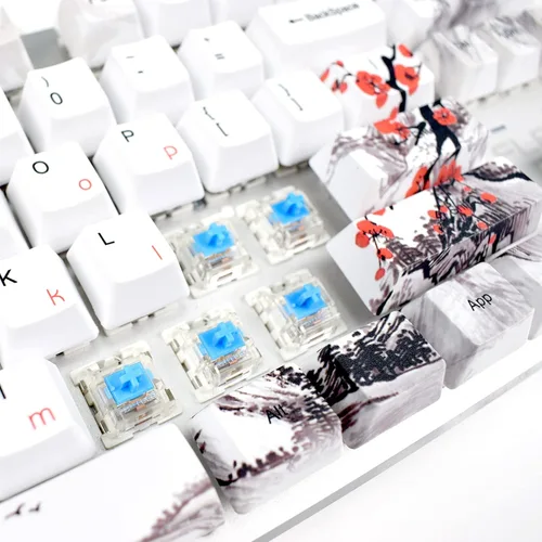 Vista 5 de MOLGRIA Juego de 110 teclas para teclado mecánico de tamaño completo, perfil PBT OEM, estilo japonés con extractor de teclas para Cherry MX Plum