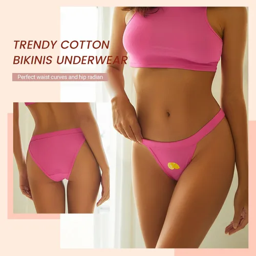 Vista 2 de Ropa interior de algodón para mujer, ropa interior de bikini de cuerda, ropa interior sexy y atrevida para damas, paquete de 5