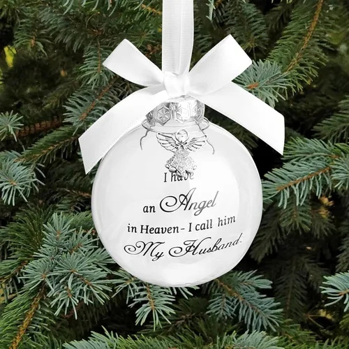 Vista 14 de Adorno de ángel conmemorativo de Navidad con diseño de bola de plumas con texto en inglés "I Have an Angel in Heaven I Call Her Aunt Family