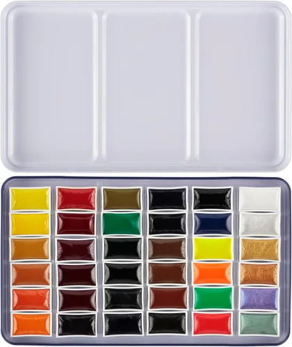 Vista 4 de Soho Urban Artist E-Z Lift Artist - Juego de 36 sartenes para acuarelas profesionales con colores ricos y brillantes para pintores, artistas
