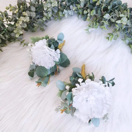 Vista 3 de Supla Paquete de 100 selecciones de flores de clavel artificiales a granel, tallos blancos de seda con tallos de seda con alambres de 3.5 x 7.9