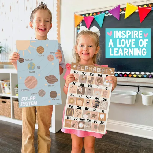 Vista 5 de Hadley Designs 16 carteles educativos para niños pequeños de 1 a 3 años, carteles laminados de aprendizaje para preescolar y jardín de infantes
