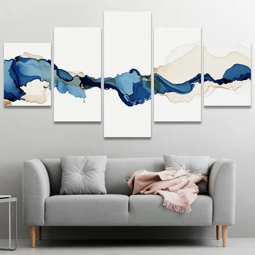 Vista 35 de SIGNWIN Lienzo grande para pared, efecto geométrico de mármol, triángulo dorado, polígono, paisaje, formas abstractas, arte digital, arte moderno
