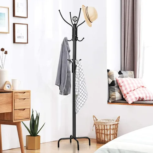 Vista 2 de MEDIMALL Perchero independiente, árbol de pasillo de metal, árbol de abrigo independiente para sombrero, abrigo, chaqueta, paraguas, entrada