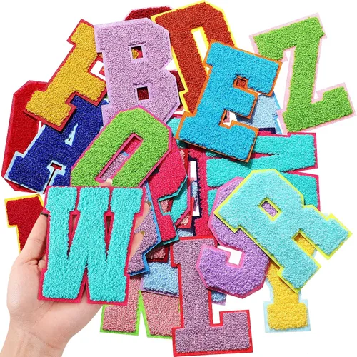 Vista 16 de Waydress 26 parches de felpilla para planchar con letras del alfabeto de la A a la Z, para coser de 2.8 pulgadas, para suministros de bricolaje