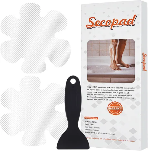 Vista 13 de Secopad Calcomanías para bañera antideslizantes, 24 piezas de peldaños de ducha de seguridad con raspado premium (negro)