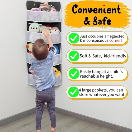 Vista 5 de Ofiray-home Estante esquinero suave Organizador colgante seguro Almacenamiento de pared apto para niños para artículos diversos, juguetes