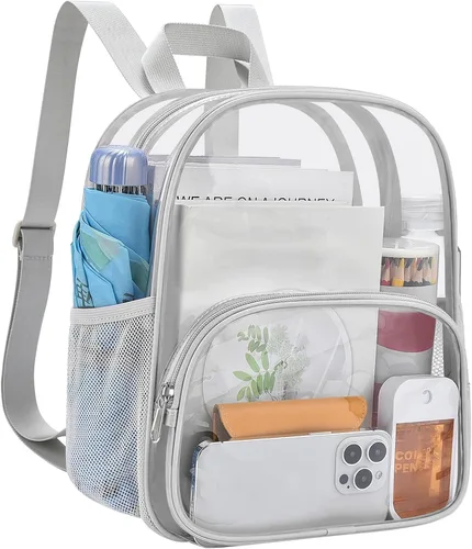 Vista 16 de USPECLARE Minimochila Transparente Aprobada para Estadio para Niños Pequeños y Niñas, Concierto, Festival, Eventos Deportivos, Aguamarina, Mediana