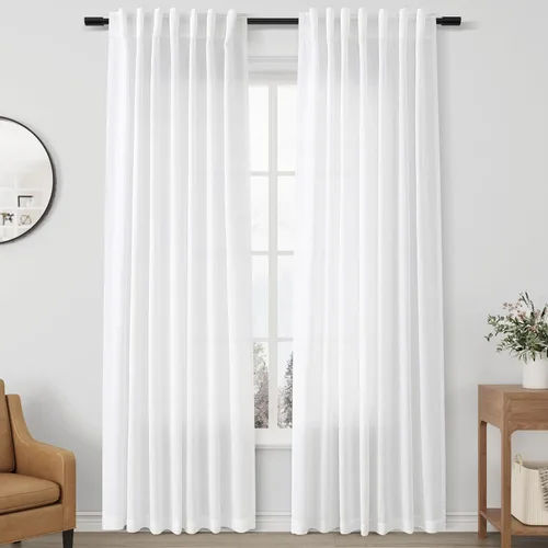 Vista 37 de Aersas Aqua Green Linen Curtains 84 Inches Long 2 Panels Set Back Tab Rod Pocket Living Room Curtain Farmhouse Rustic Light Filtering Hook Drapes