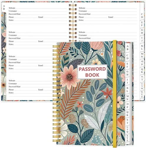 Vista 13 de Libro de contraseñas simplificado con pestañas alfabéticas - Diario cuaderno guardador de contraseñas de tamaño de bolsillo pequeño para inicios