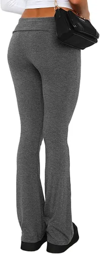 Vista 4 de PRIVIMIX Leggings acampanados de cintura baja para mujer, pantalones de yoga con corte de bota, pantalones deportivos